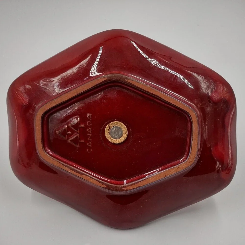 Blue Mountain Pottery Red & Orange Tidbit Tray Canada Redware